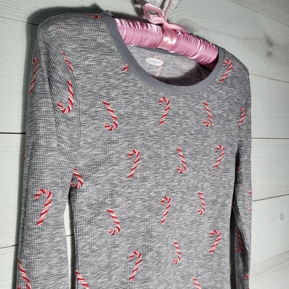 Old Navy Christmas Candy Cane Waffle Knit Thermal Top. Holiday - Picture 2 of 6